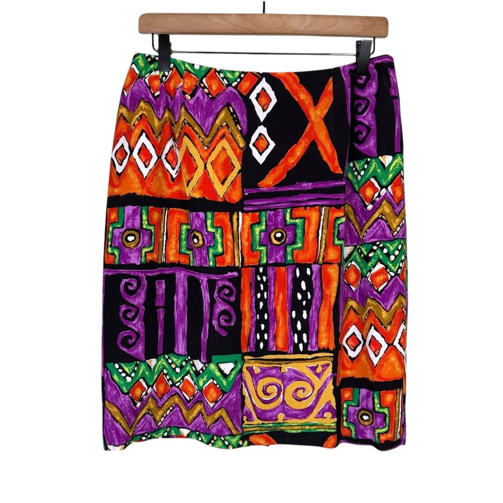 Vintage Pierre Lamonte Multicolor Mixed Print Retro Art to Wear Pencil Skirt